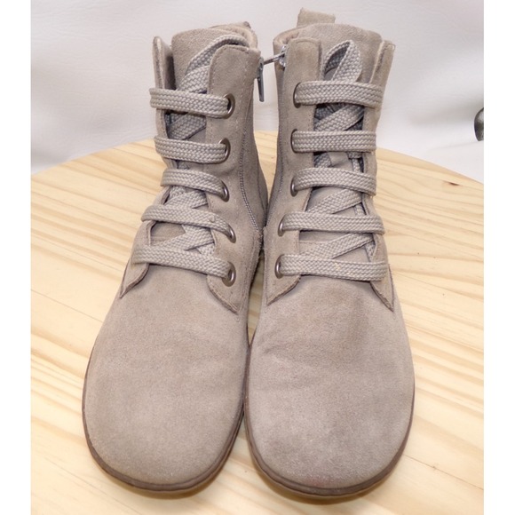 Groundies Shoes - Groundies Salzburg Barefoot Boots, Women’s Taupe Suede Lace-Up Ankle Boots